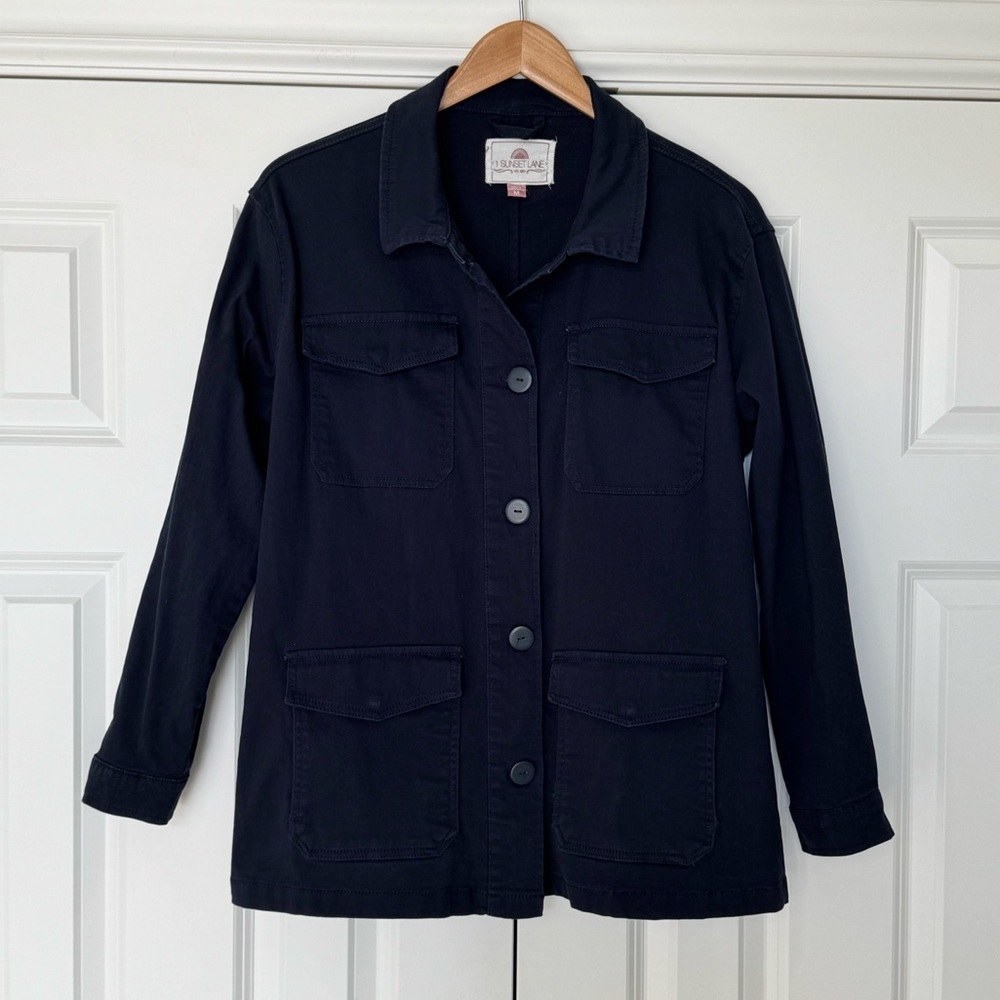 1 Sunset Lane Women’s Utility Jacket Size M Navy Blue Cotton